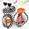 Picture of ZLFSRQ 3Pcs Checkered Makeup Bag for Women Large Cosmetic Bag Set Travel Toiletry Bag Makeup Pouch Bag for Purse Black Zipper Storage Bag Organizer Cute Small Aesthetic Girls Car Essentials Bag