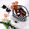 Picture of ZLFSRQ 2Pcs Checkered Makeup Bag for Women Large Cosmetic Bag Set Travel Toiletry Bag Makeup Pouch Bag for Purse Black Zipper Storage Bag Organizer Cute Small Aesthetic Girls Car Essentials Bag