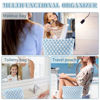Picture of ZLFSRQ 2Pcs Checkered Makeup Bag for Women Large Cosmetic Bag Set Travel Toiletry Bag Makeup Pouch Bag for Purse Blue Zipper Storage Bag Organizer Cute Small Aesthetic Girls Car Essentials Bag