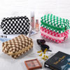 Picture of ZLFSRQ 4Pcs Checkered Makeup Bag for Women Knitted Small Cosmetic Bag Travel Makeup Pouch for Purse Zipper Toiletry Organizer Cute Aesthetic Girls Makeup Brushes Storage Bag (Green/Black/Pink/Brown)