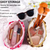 Picture of ZLFSRQ 2Pcs Checkered Makeup Bag for Women Large Capacity Cosmetic Bag Set Travel Makeup Pouch for Purse Zipper Toiletry Organizer Cute Y2K Aesthetic Trendy Makeup Brushes Storage Bag(Pink/Brown)