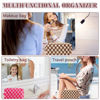 Picture of ZLFSRQ 2Pcs Checkered Makeup Bag for Women Large Capacity Cosmetic Bag Set Travel Makeup Pouch for Purse Zipper Toiletry Organizer Cute Y2K Aesthetic Trendy Makeup Brushes Storage Bag(Pink/Brown)