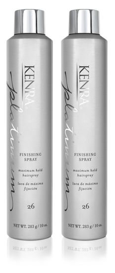 Picture of Kenra Platinum Finishing Spray 26 50% | Maximum Hold Hairspray | Fast-drying, Non-Flaking, Non-Drying | Humidity-Resistant |All-Day Style Retention |High-Shine Finish |All Hair Types | 10 oz (2-Pack)