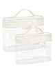 Picture of BAGSMART TSA Approved Toiletry Bag, 2 Pack Clear Makeup Cosmetic Bag Organizer, Quart Size Travel Bag for Toiletries, Carry-on Travel Accessories Essentials, White-2pcs