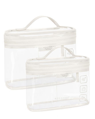 Picture of BAGSMART TSA Approved Toiletry Bag, 2 Pack Clear Makeup Cosmetic Bag Organizer, Quart Size Travel Bag for Toiletries, Carry-on Travel Accessories Essentials, White-2pcs