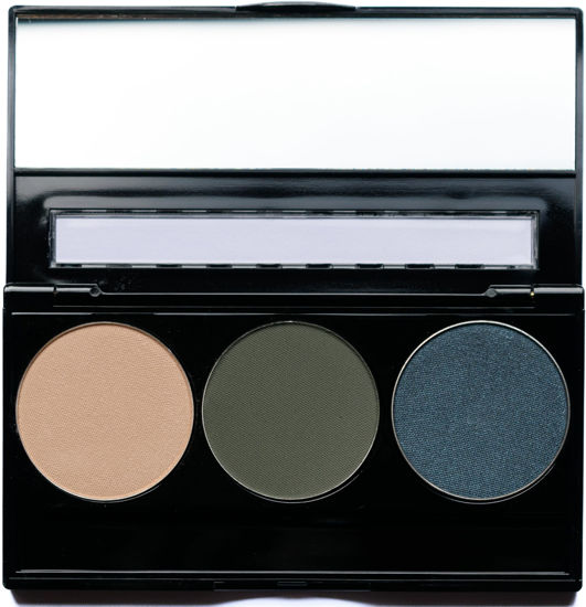 Picture of Pure Ziva Off White, Matte Medium Green, and Glitter Navy Blue Green Vegan Eyeshadow Trio Palette; Talc, Paraben & Cruelty Free
