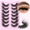 Picture of Lashes Flat Faux Mink Eyelashes Fluffy 20mm Long False Eyelashes Dramatic Cat Eye Eyelashes Wispy 3D Crossed Thick Fox Eyelashes Extensions Strip Lashes Pack by Kiromiro