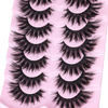 Picture of Lashes Flat Faux Mink Eyelashes Fluffy 20mm Long False Eyelashes Dramatic Cat Eye Eyelashes Wispy 3D Crossed Thick Fox Eyelashes Extensions Strip Lashes Pack by Kiromiro