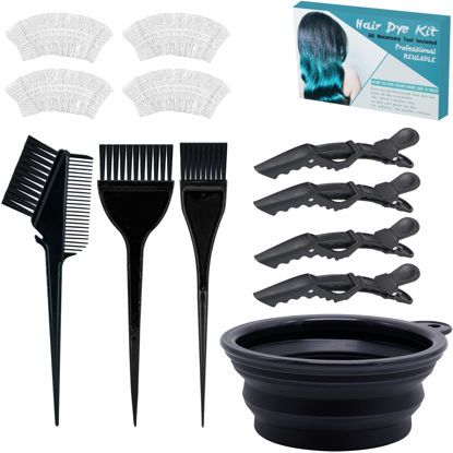 Picture of Xarchy 12 Pcs Professional Hair Bleach Kit Hair Coloring Products with Hair Dye Brush, Hair Color Bowl, Earmuffs, Hair Clips for Salon Hair Dye, Hair Color at Home, Hair Bleaching