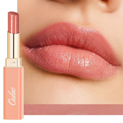 Picture of Oulac Moisturizing Shine Pink Peach Lipstick for Women - 2 in 1 Pink Peach Glossy Tinted Lip Balm, Hydrating Winter Lipstick for Dry Lips,Shine Juicy Finish Vegan 2.2g/0.07oz (13)