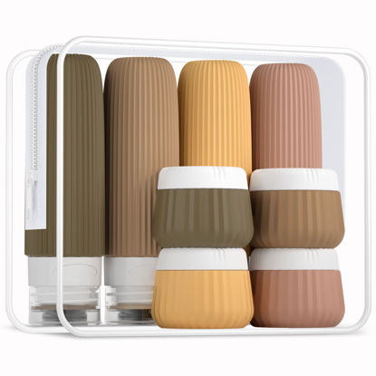 Picture of Mrsdry Travel Bottles for Toiletries 8 Pack, Tsa Approved Travel Size Toiletries 3 oz, Travel Containers for Toiletries, with Clear Bag, Leak Proof Silicone Squeezable Travel Essentials Creams Jars