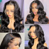 Picture of Pizazz 28 Inch 13x4 HD Lace Front Wigs Human Hair Pre Plucked with Baby Hair 180 Density Body Wave Lace Frontal Wigs Human Hair Wigs for Black Women Natural Color(28 Inch)