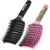 Picture of TaiBest Boar Bristle Hair Brush Set - Dry/Wet Hair Brush Detangler for Fine, Thick, Curly Hair - Curved and Vented Hair Brush for Women, Men or Kids