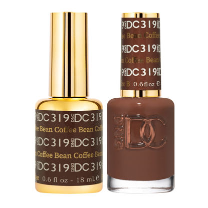 Picture of DND DC Gel Polish Set, Brown Collection, UV/LED Gel Polish and Air Dry Nail Lacquer, Matching Chip-Free Polish Duo, 319 Coffee Bean, 0.5 Fl Oz