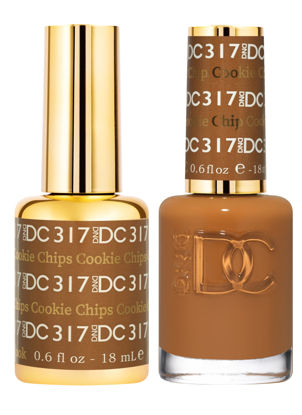 Picture of DND DC Gel Polish Set, Brown Collection, UV/LED Gel Polish and Air Dry Nail Lacquer, Matching Chip-Free Polish Duo, 317 Cookie Chips, 0.5 Fl Oz