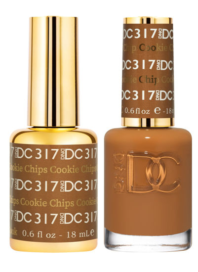 Picture of DND DC Gel Polish Set, Brown Collection, UV/LED Gel Polish and Air Dry Nail Lacquer, Matching Chip-Free Polish Duo, 317 Cookie Chips, 0.5 Fl Oz