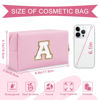 Picture of Personalized Initial A-Z Preppy Patch Makeup Bag,Small PU Chenille Letter Cosmetic Bag with Zipper for Teen Girls,Pink Cute Toiletry Organizer Bag,Monogram Makeup Case Gift for Women Girls,Letter A