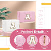 Picture of Personalized Initial A-Z Preppy Patch Makeup Bag,Small PU Chenille Letter Cosmetic Bag with Zipper for Teen Girls,Pink Cute Toiletry Organizer Bag,Monogram Makeup Case Gift for Women Girls,Letter A