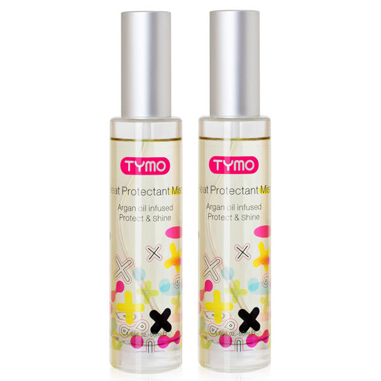 Picture of TYMO Heat Protectant for Hair with Argan Oil for Heated Styling Tools, Leave in Conditioner Spray to Smooth & Hydrate, Natural Pure Formulation, Multi-benefit Treatment, Lightweight Spray, Pack of 2
