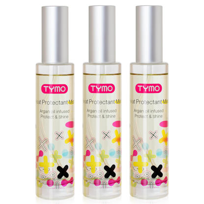 Picture of TYMO Heat Protectant for Hair with Argan Oil for Heated Styling Tools, Leave in Conditioner Spray to Smooth & Hydrate, Natural Pure Formulation, Multi-benefit Treatment, Lightweight Spray, Pack of 3