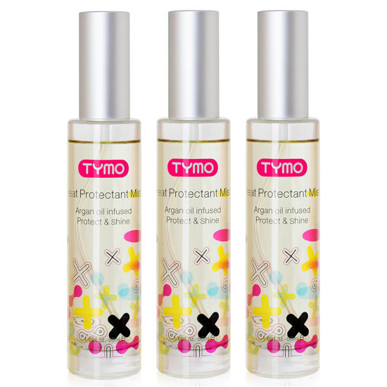 Picture of TYMO Heat Protectant for Hair with Argan Oil for Heated Styling Tools, Leave in Conditioner Spray to Smooth & Hydrate, Natural Pure Formulation, Multi-benefit Treatment, Lightweight Spray, Pack of 3