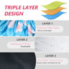 Picture of Aquior Shower Cap,Extra Large Triple Layer Bathing Cap with Dry Hair Function for Women Microfiber Terry Cloth Silky Satin 100% Waterproof Reusable Long Hair Bath Caps (Light Blue flora)