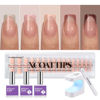 Picture of BTArtboxnails XCOATTIPS French Gel Nails - Skin Tones French Tip Press on Nails, Short Square Nail Tips with Nail Gel, French Protecting Duo, Nail Lamp, All in One Fake Nail Valentines Day Gift