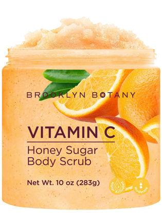 Picture of Brooklyn Botany Vitamin C Honey Sugar Scrub for Body 10 oz - Deeply Hydrating and Gently Exfoliating Body Scrub for Women and Men - Moisturizing and Nourishing the Skin