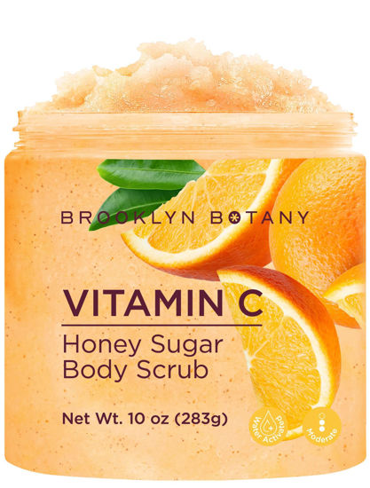 Picture of Brooklyn Botany Vitamin C Honey Sugar Scrub for Body 10 oz - Deeply Hydrating and Gently Exfoliating Body Scrub for Women and Men - Moisturizing and Nourishing the Skin