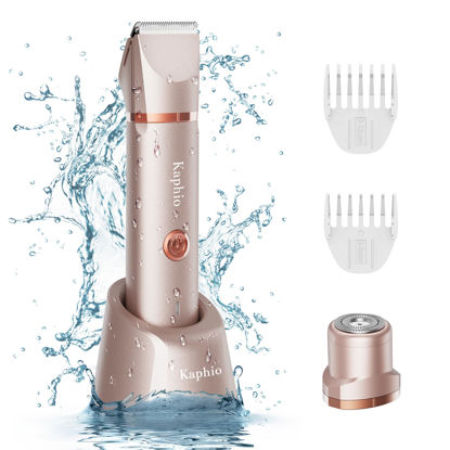 Picture of KAPHIO Bikini Trimmer for Women Pubic Hair: 2 in 1 Eletctric Razors for Women - Rechargeable Eletctric Shaver for Women - IPX7 Waterproof Bikini Trimmer for Underarm Leg Arm Body face (Rose Gold)