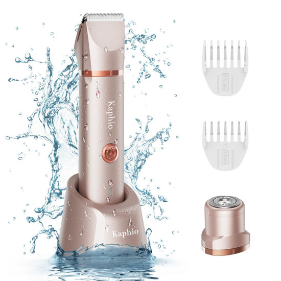 Picture of KAPHIO Bikini Trimmer for Women Pubic Hair: 2 in 1 Eletctric Razors for Women - Rechargeable Eletctric Shaver for Women - IPX7 Waterproof Bikini Trimmer for Underarm Leg Arm Body face (Rose Gold)