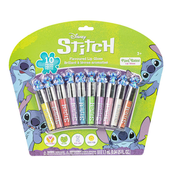 Picture of Disney Stitch 10 Piece Plant Based Lip Gloss, Girls Party Favors, First Makeup Set for Girl, Perfect for Parties, Sleepovers, and Birthday Gifts, Ages 3+, by Townley Girl