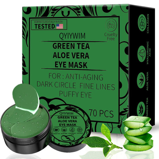 Picture of Qyiywim Under Eye Patches 70PCS, Green Tea Eye Patches for Puffy Eyes Treatment, Under Eye Masks for Dark Circles and Puffiness, Non-Irritating Eye Mask Skincare, Eye Gel Pads, Eyes Bags Treatment