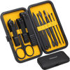 Picture of Glamne Manicure Set Nail Clippers Kit Professional Stainless Steel Nail Care Tools with Leather Travel Case 10 in 1 Yellow