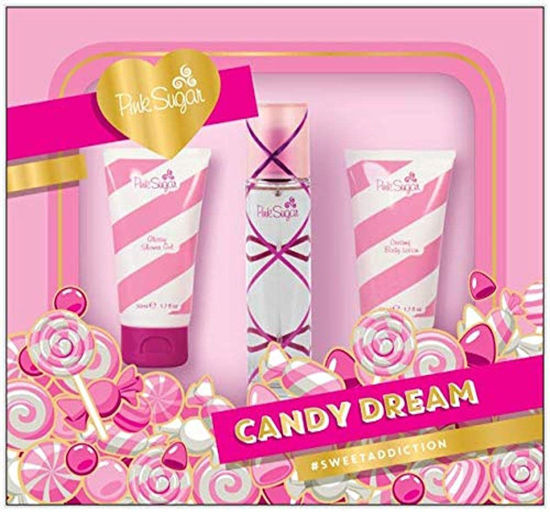 Picture of Pink Sugar Candy Dream 3 Pc Gift Set for Women, Travel Size, Eau de Toilette Perfume for Women, Body Lotion + Shower Gel