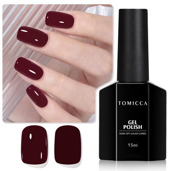 Picture of TOMICCA Red Gel Nail Polish, 1 Pcs Dark Red Gel Polish, Soak Off UV Cherry Red Nail Polish Gel, Long Lasting Gel Polish Burgundy Red Color Nail Art DIY Manicure Salon