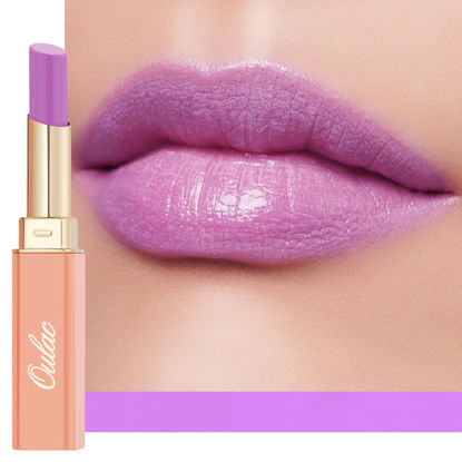 Picture of Oulac Purple Peach Lipstick - Moisturizing Lip Stick Glossy Tinted Lip Balm, Sheer Shine Juicy Finish, Lightweight and Hydrating Formula for Dry Lip Care, Vegan 2.2g/0.07oz (10)
