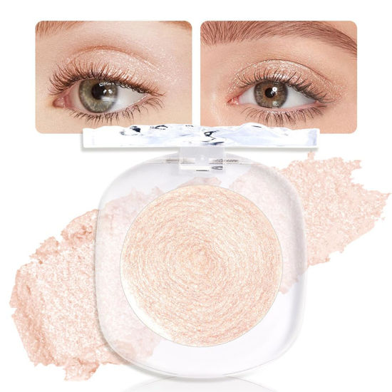 Picture of Eye shadow low saturation delicate long-lasting eye shadow palette, Monochrome Glittler Eyeshadow, pressed glitter eyeshadow, Glittle Pressed Powder Single Vegan Eyeshadow, (05 Glittle Light Brown)