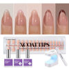 Picture of BTArtboxnails XCOATTIPS French Gel Nails - Skin Tones French Tip Press on Nails, Short Almond Nail Tips with Nail Gel, French Protecting Duo, Nail Lamp, All in One Fake Nail Valentines Day Gift