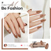 Picture of Modelones 32Pcs Fall Press on Nails Almond, Upgrade Short Chrome Brown Fake Nails, Reusable Nail Kit with Nail Glue Adhesive Tabs Mini Nail File, Nails Press Ons 16 Sizes