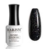 Picture of RARJSM Black Glitter Gel Nail Polish Chunky Iridescent Rainbow Sparkle Laser Holographic Small Flakes Shimmer Diamond Gel Polish Single Bottle Soak off UV LED Cured for Home Salon Manicure 15ML
