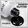 Picture of RARJSM Black Glitter Gel Nail Polish Chunky Iridescent Rainbow Sparkle Laser Holographic Small Flakes Shimmer Diamond Gel Polish Single Bottle Soak off UV LED Cured for Home Salon Manicure 15ML