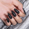 Picture of RARJSM Black Glitter Gel Nail Polish Chunky Iridescent Rainbow Sparkle Laser Holographic Small Flakes Shimmer Diamond Gel Polish Single Bottle Soak off UV LED Cured for Home Salon Manicure 15ML