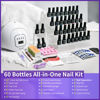 Picture of JODSONE 60 Bottles of Gel Nail Polish Kit with U V Light 55 Kinds of Gorgeous and Charming Gel Polish Kit 5 Pieces Soak off Glossy Matte Top Coat Base Coat Gel Polish Set