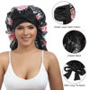 Picture of AWAYTR Long Satin Bonnet for Women - Double Layer Elastic Silk Bonnet for Braids Hair Sleeping Cap with Tie Band (Flower B)
