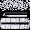 Picture of Belleboost Flat Back Pearls Kits 1 Box of Flatback White Half Round Pearls with Pickup Pencil and Tweezer for Home DIY and Professional Nail Art, Face Makeup and Craft