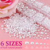 Picture of Belleboost Flat Back Pearls Kits 1 Box of Flatback White Half Round Pearls with Pickup Pencil and Tweezer for Home DIY and Professional Nail Art, Face Makeup and Craft