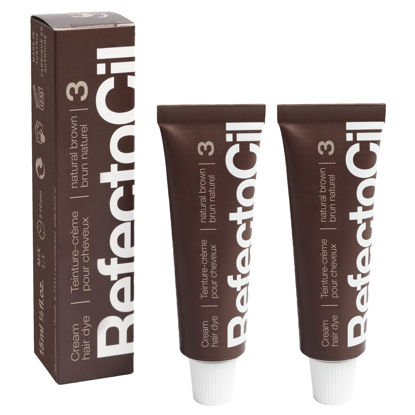 Picture of RefectoCil Cream Hair Dye 2-Pack - Professional Hair Tint for Long-Lasting Color - Natural Brown (#3)