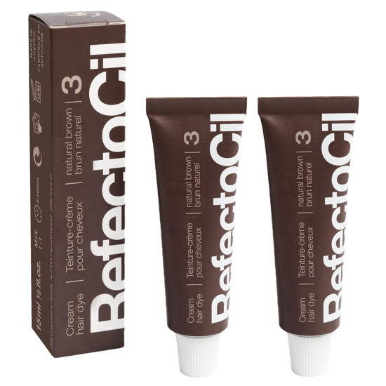 Picture of RefectoCil Cream Hair Dye 2-Pack - Professional Hair Tint for Long-Lasting Color - Natural Brown (#3)