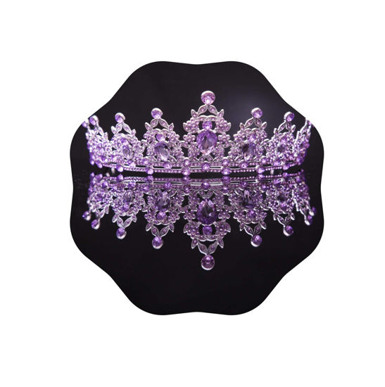 Picture of Kamirola - Queen Crowns and Tiaras Princess Crowns for Women and Girls Crystal Headbands for Bridal, Princess for Wedding and Party（01） (PURPLE & SILVER)